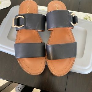 Ladies gently worn authentic black leather Coach sandals